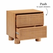 Pemberly Row Handmade Mid-Century Natural Rubberwood Nightstand