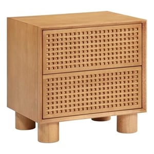Pemberly Row Handmade Mid-Century Natural Rubberwood Nightstand