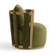 Pemberly Row Contemporary Green Upcycled Distressed Velvet Swivel Chair