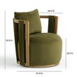 Pemberly Row Contemporary Green Upcycled Distressed Velvet Swivel Chair
