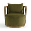 Pemberly Row Contemporary Green Upcycled Distressed Velvet Swivel Chair