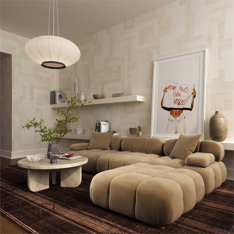 Pemberly Row Contemporary Performance Velvet 4-piece Modular Sectional