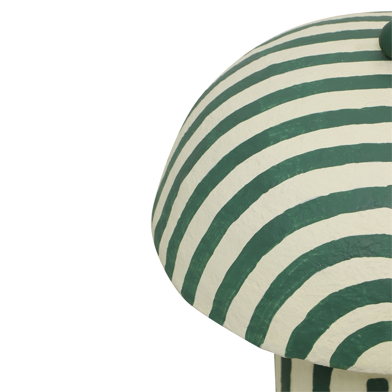 Pemberly Row Contemporary Dark Green Striped Papier Mache Table Lamp