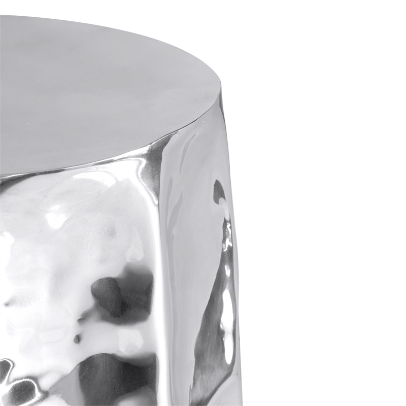 Pemberly Row Transitional Accent Shiny Chrome Finish Side Table