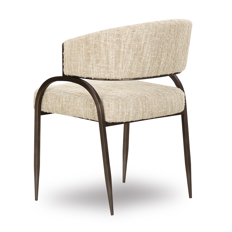 Pemberly Row Contemporary Cream Textured Boucle Dining Chair