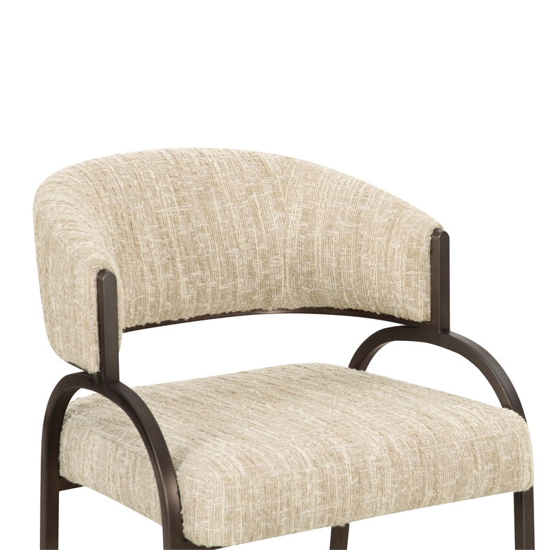 Pemberly Row Contemporary Cream Textured Boucle Dining Chair