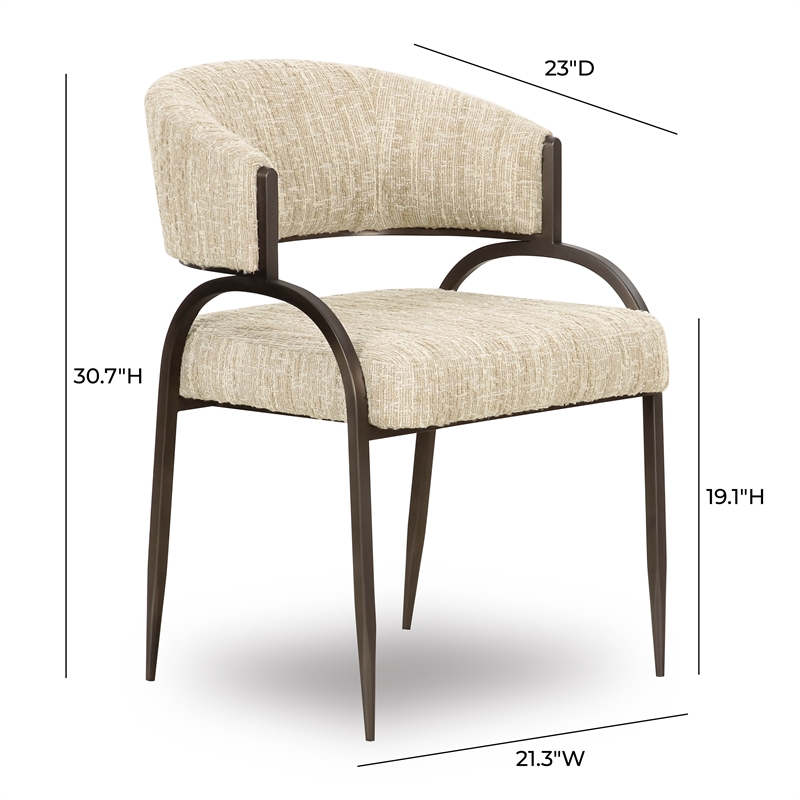 Pemberly Row Contemporary Cream Textured Boucle Dining Chair