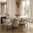 Pemberly Row Contemporary Cream Textured Boucle Dining Chair
