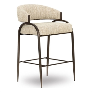 Pemberly Row Contemporary Cream Textured Boucle Counter Stool