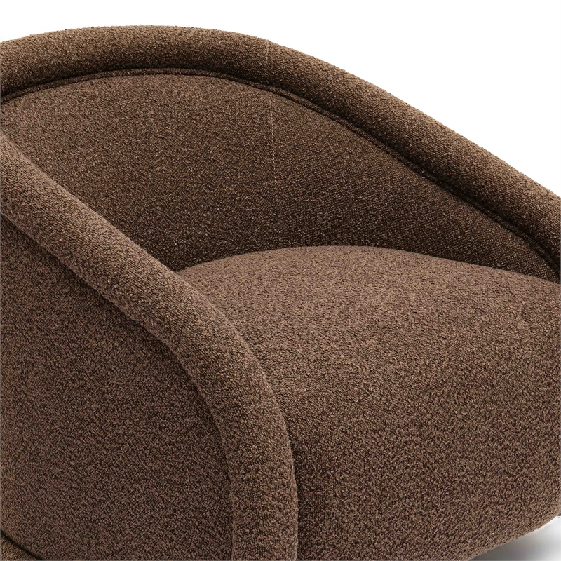 Pemberly Row Transitional Chocolate Brown Boucle Swivel Chair