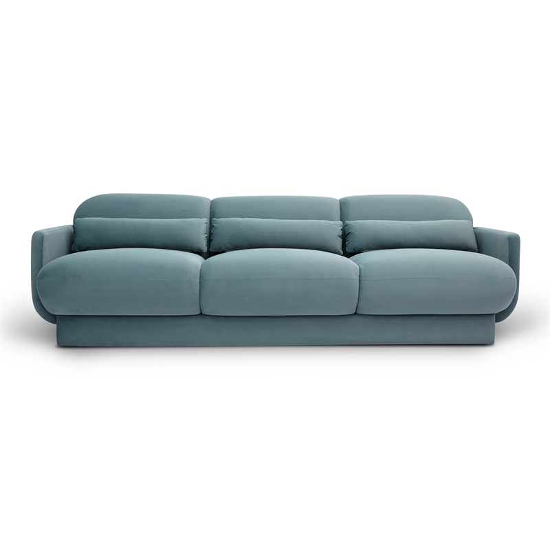 Pemberly Row Contemporary Accent Powder Blue Finish Velvet Sofa