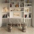 Pemberly Row Contemporary Accent Retro Brown Striped Tufted Bench