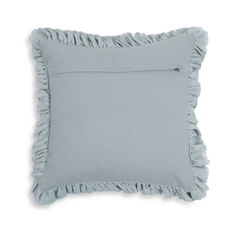 Pemberly Row Contemporary Accent Distressed Blue Velvet Pillow