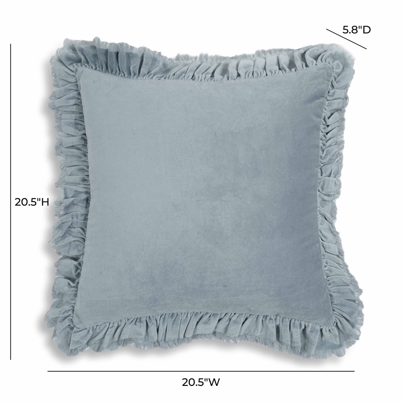 Pemberly Row Contemporary Accent Distressed Blue Velvet Pillow