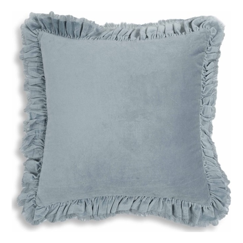 Pemberly Row Contemporary Accent Distressed Blue Velvet Pillow
