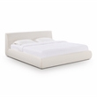 Pemberly Row Transitional Accent Cream Upcycled Linen King Bed
