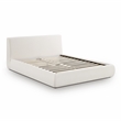Pemberly Row Transitional Accent Cream Upcycled Linen Queen Bed
