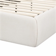 Pemberly Row Transitional Accent Cream Upcycled Linen Queen Bed