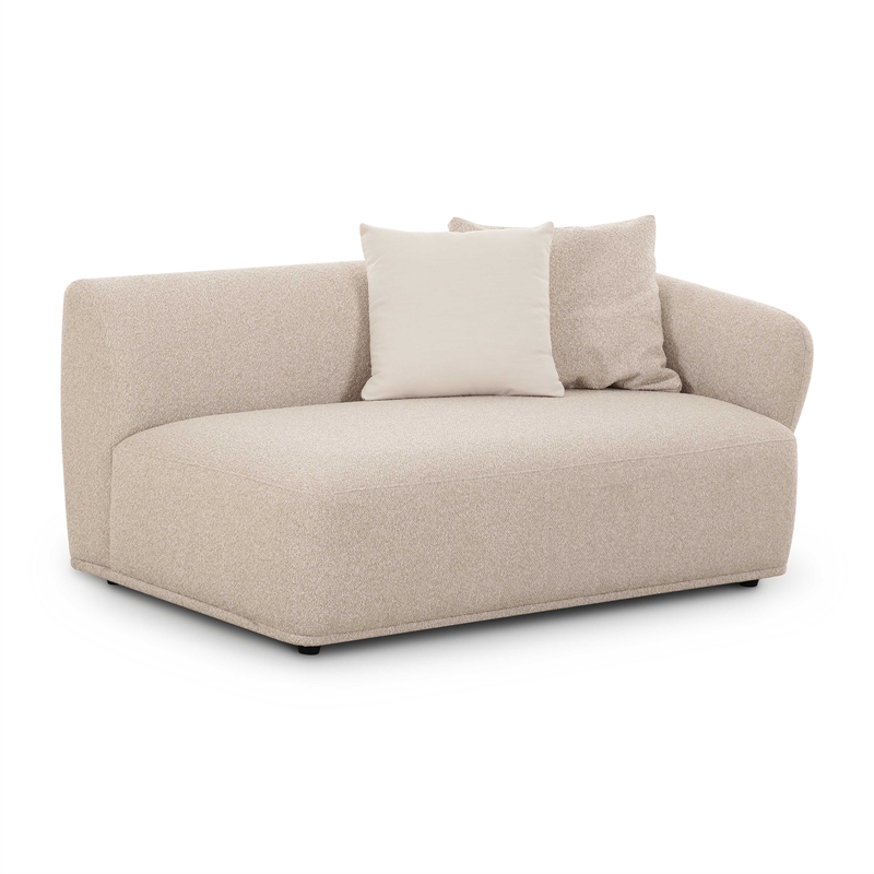 Pemberly Row Contemporary Cream Boucle Right Arm 2-Seater Loveseat