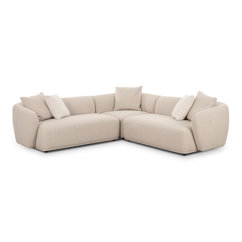 Pemberly Row Contemporary Accent Cream Boucle 3-Piece Sectional
