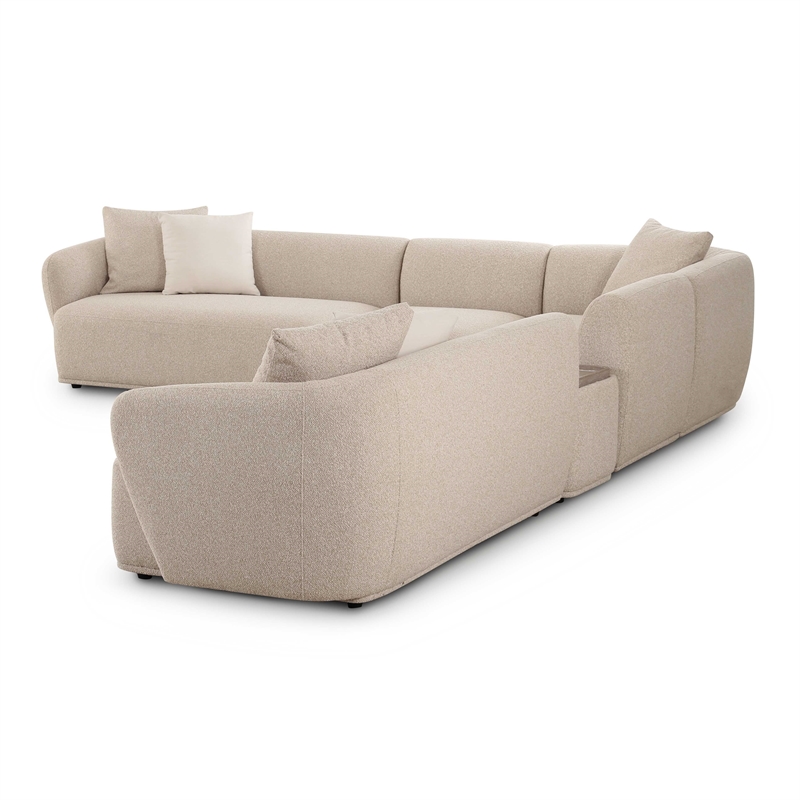 Pemberly Row Contemporary Cream Boucle 6-Piece Large Sectional