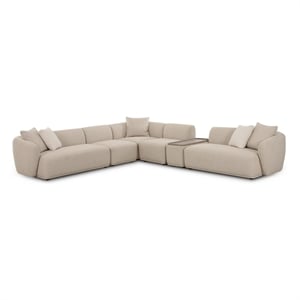 Pemberly Row Contemporary Cream Boucle 6-Piece Large Sectional