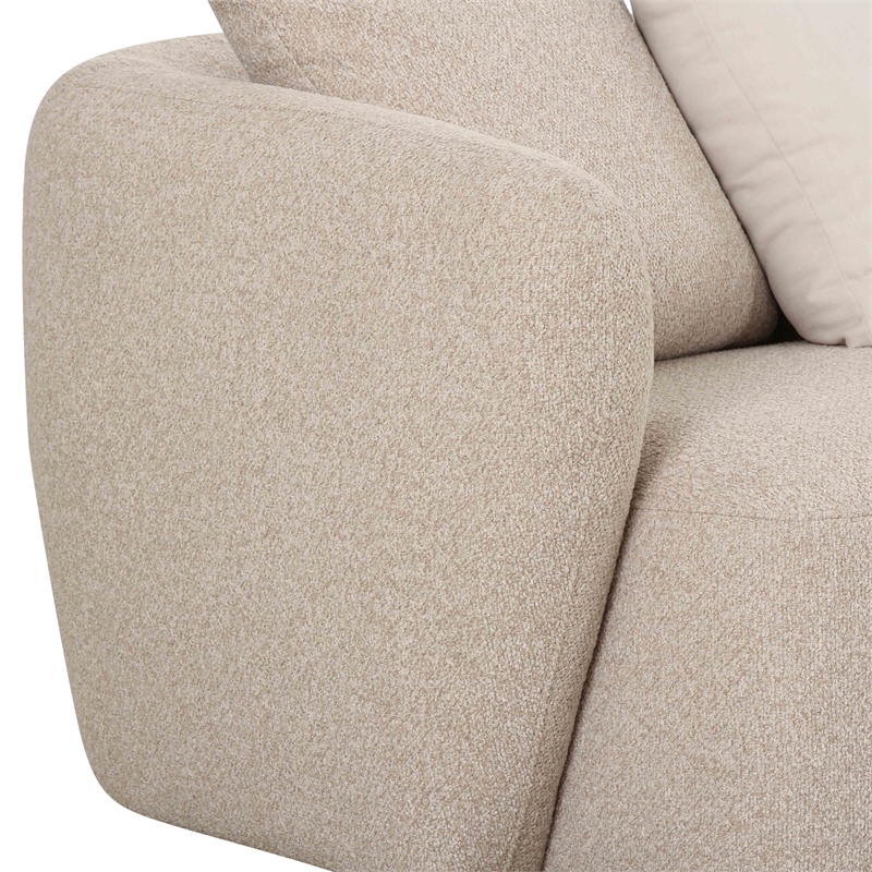 Pemberly Row Contemporary Cream Boucle 4-Piece Right Chaise Sectional