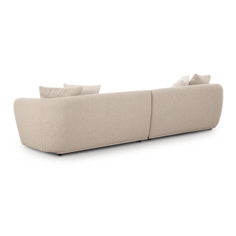 Pemberly Row Upholstered Contemporary Accent Cream Boucle 4-Seater Sofa