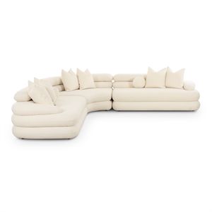 Pemberly Row Contemporary Cream Boucle Modular Curved Sectional
