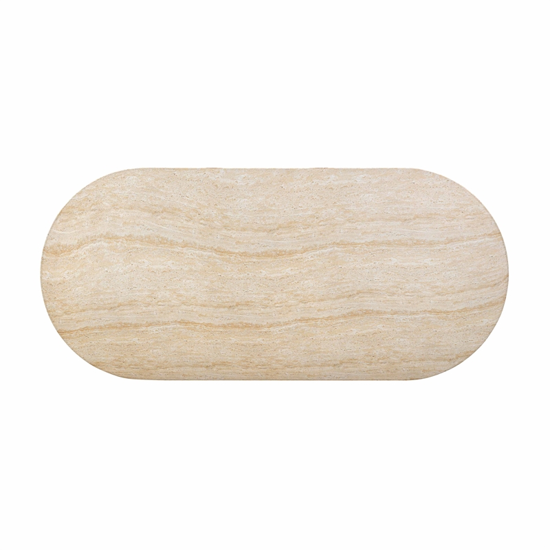 Pemberly Row Contemporary Travertine Pattern Indoor/Outdoor Dining Table