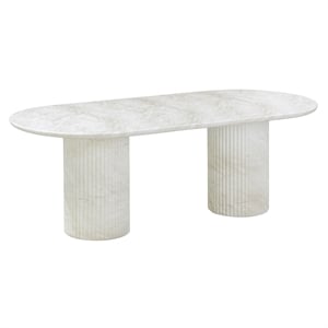 Pemberly Row White Marble Pattern Indoor/Outdoor Dining Table