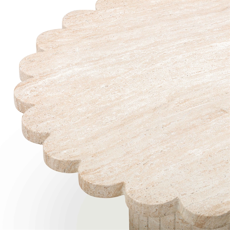 Pemberley Row Concrete Washed Travertine Coffee Table Round Outdoor Safe 36