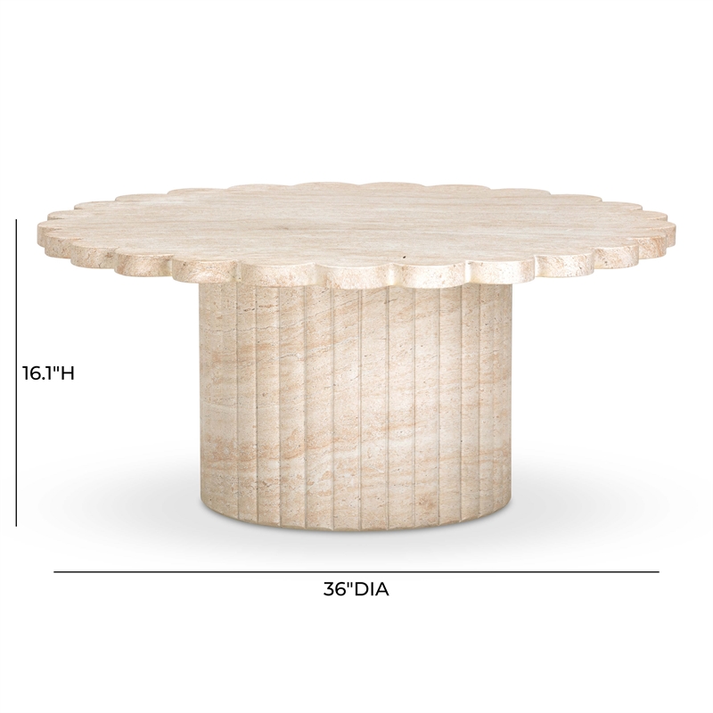 Pemberley Row Concrete Washed Travertine Coffee Table Round Outdoor Safe 36
