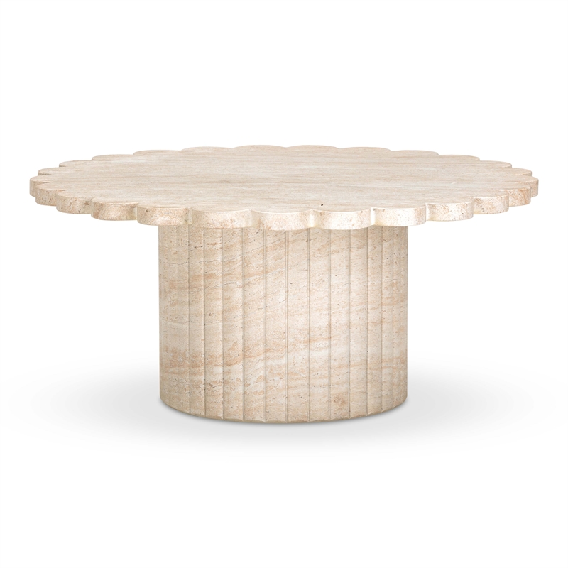 Pemberley Row Concrete Washed Travertine Coffee Table Round Outdoor Safe 36