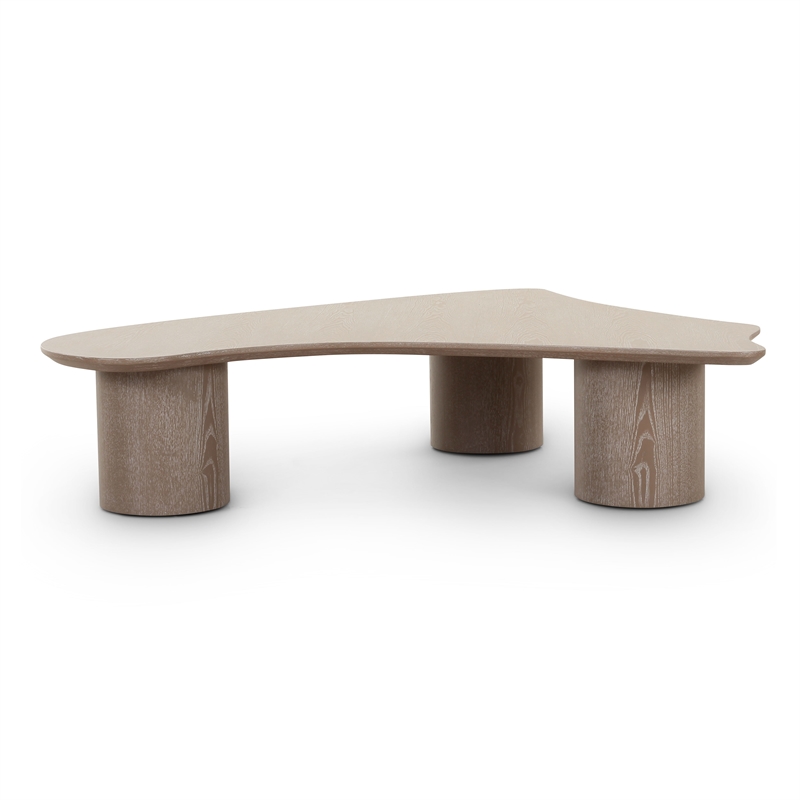 Pemberly Row Contemporary Washed Ash Organic Low Coffee Table