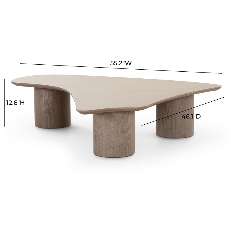 Pemberly Row Contemporary Washed Ash Organic Low Coffee Table