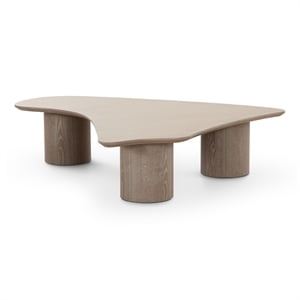 Pemberly Row Contemporary Washed Ash Organic Low Coffee Table