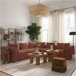 Pemberly Row Red Textured Fabric 5-Piece Modular L-Sectional