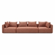 Pemberly Row Contemporary Red Textured Fabric 145 inch Long Sofa