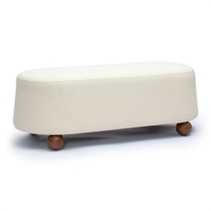 Pemberly Row Upholstered Fabric Contemporary Accent Cream Boucle Large Ottoman