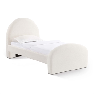 Pemberly Row Contemporary Accent Cream Finish Boucle Twin Bed