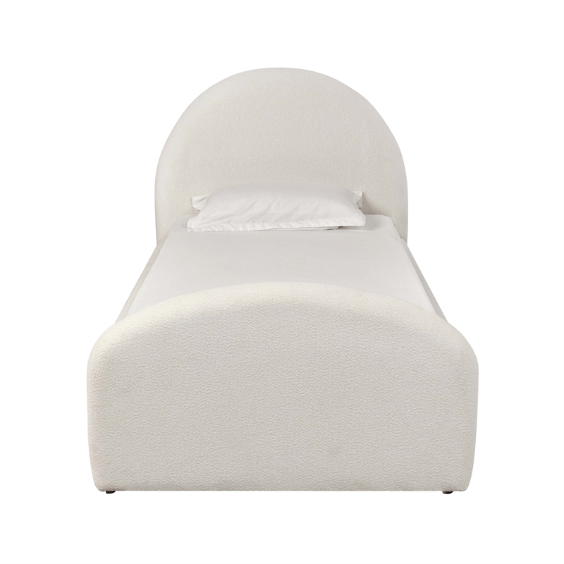 Pemberly Row Contemporary Accent Cream Boucle Twin Trundle Bed