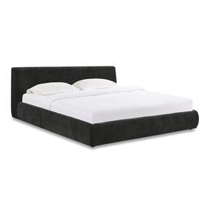 Pemberly Row Contemporary Accent Charcoal Textured Velvet King Bed