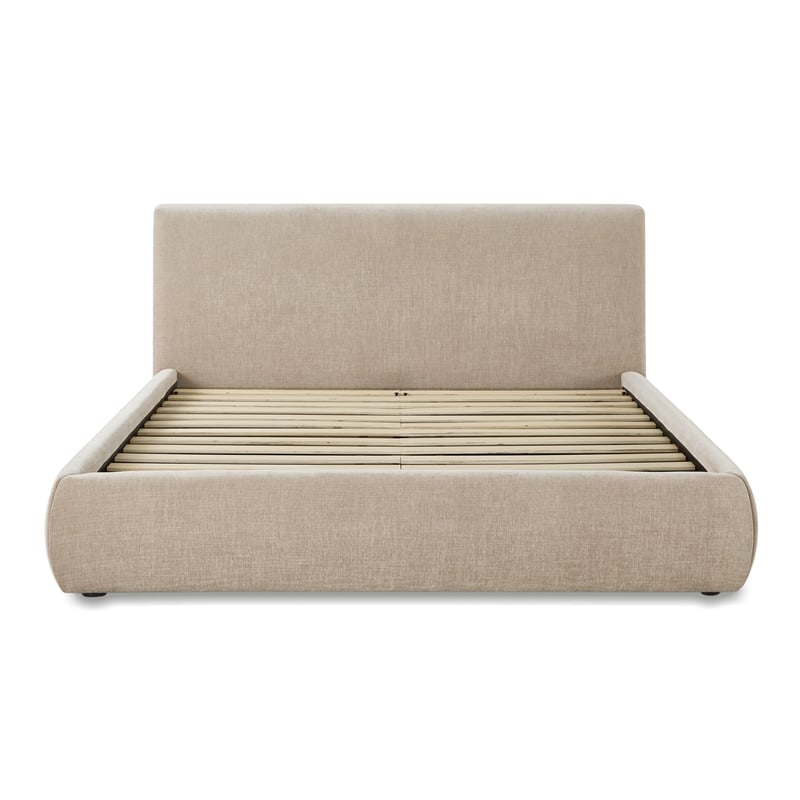 Pemberly Row Contemporary Accent Taupe Textured Velvet Queen Bed