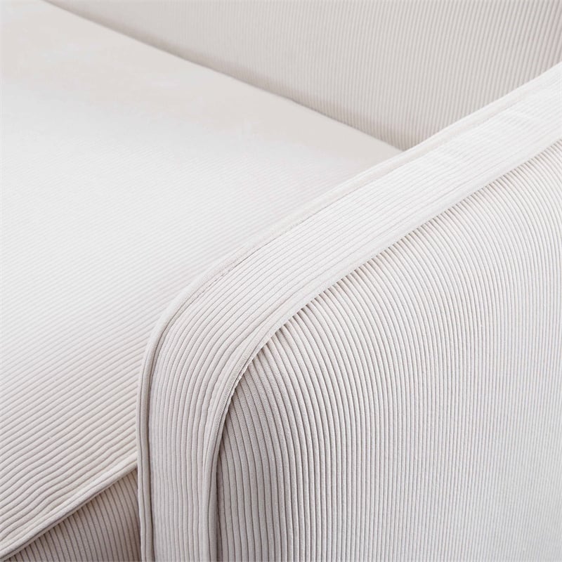 Pemberly Row White Sand Performance Corduroy Velvet RAF Corner Chair