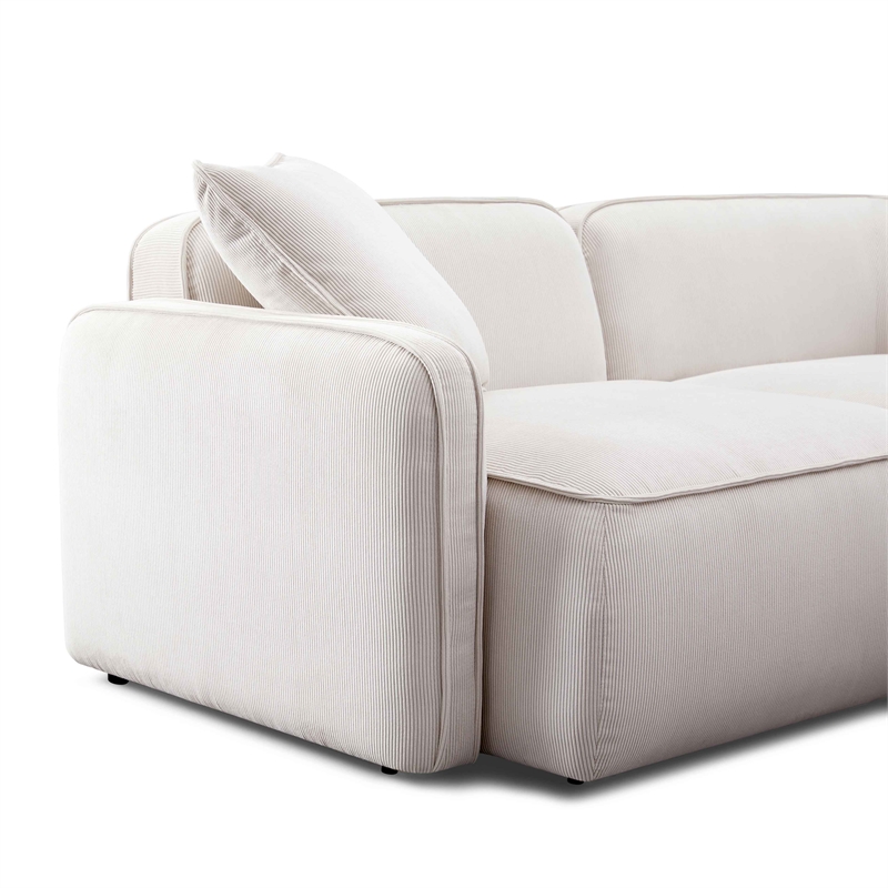 Pemberly Row White Sand Performance Corduroy Velvet Modular Sofa