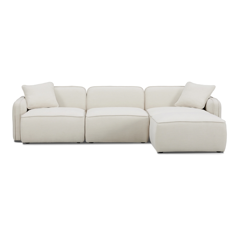 Pemberly Row Contemporary Sand Upcycled Linen 4-Piece Modular Sectional