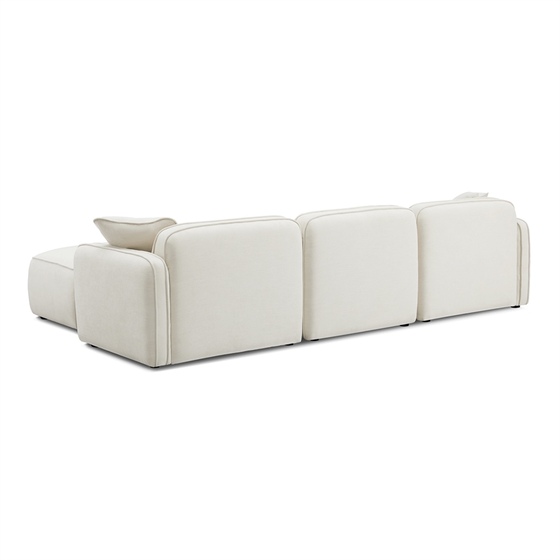 Pemberly Row Contemporary Sand Upcycled Linen 4-Piece Modular Sectional