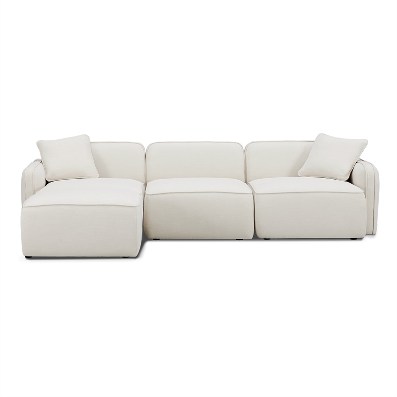 Pemberly Row Contemporary Sand Upcycled Linen 4-Piece Modular Sectional