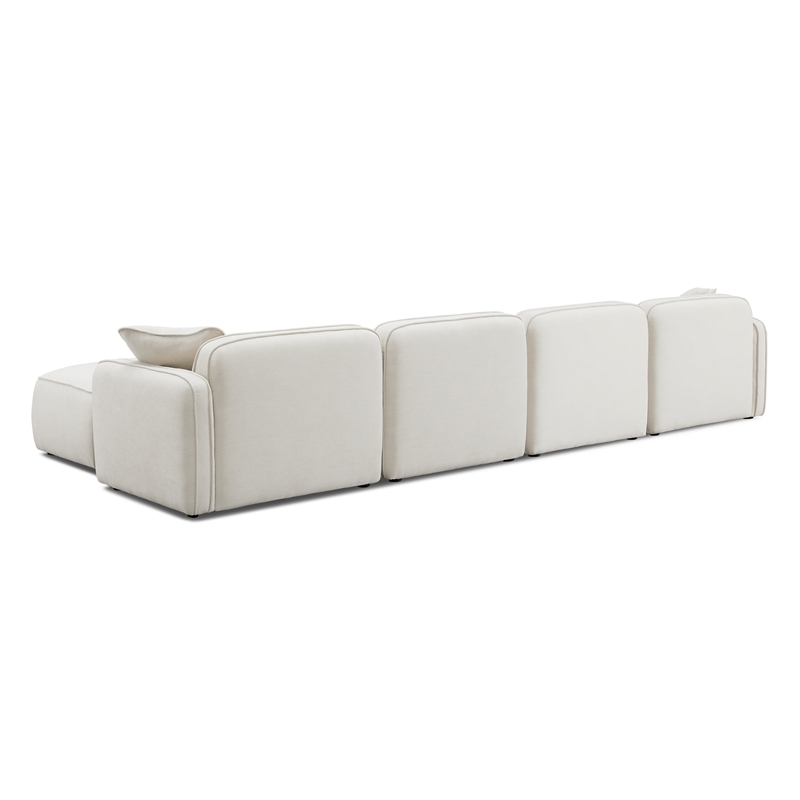 Pemberly Row Sand Upcycled Linen 6-Piece Modular U-Sectional